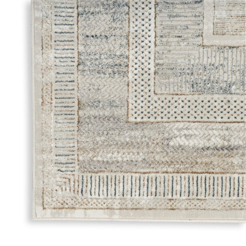 8' X 10' Ivory Blue and Gray Geometric Non Skid Area Rug