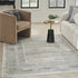8' X 10' Ivory Blue and Gray Geometric Non Skid Area Rug