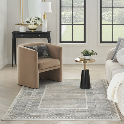 8' X 10' Ivory Blue and Gray Geometric Non Skid Area Rug