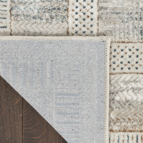 8' X 10' Ivory Blue and Gray Geometric Non Skid Area Rug