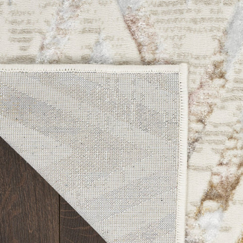 9' X 12' Ivory Black and Gray Chevron Distressed Non Skid Area Rug