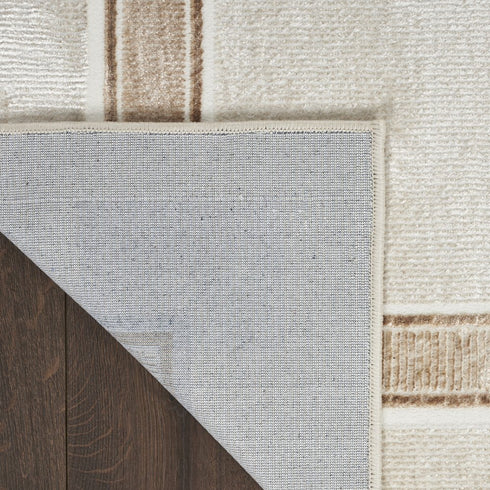 9' X 12' Gray Ivory and Cream Geometric Non Skid Area Rug
