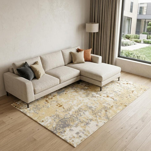 9' X 12' Gray Ivory and Cream Geometric Non Skid Area Rug