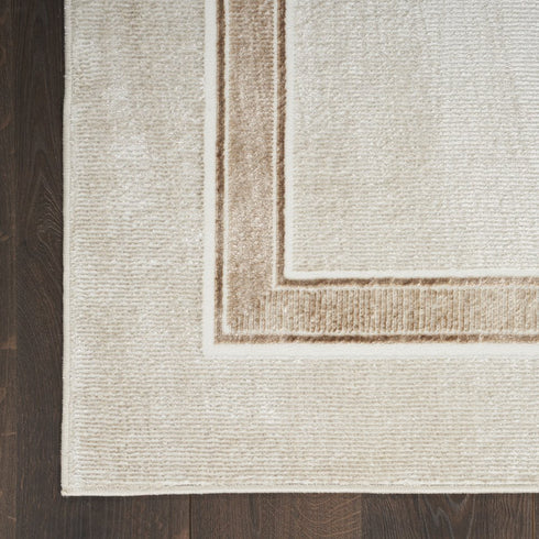9' X 12' Gray Ivory and Cream Geometric Non Skid Area Rug