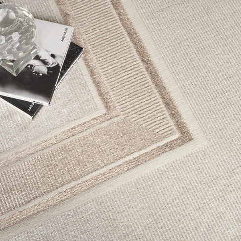9' X 12' Gray Ivory and Cream Geometric Non Skid Area Rug