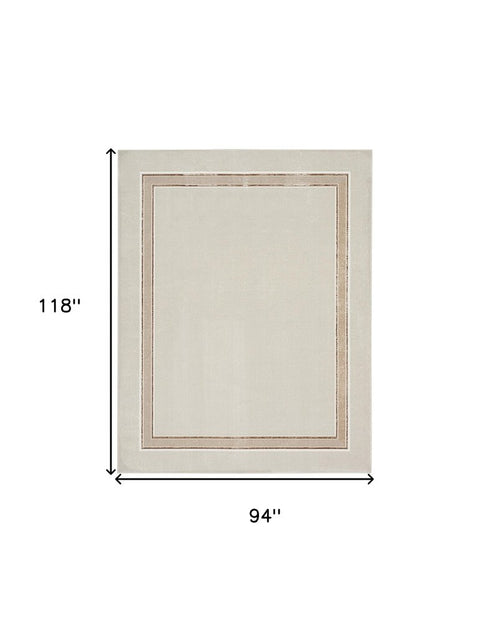 9' X 12' Gray Ivory and Cream Geometric Non Skid Area Rug