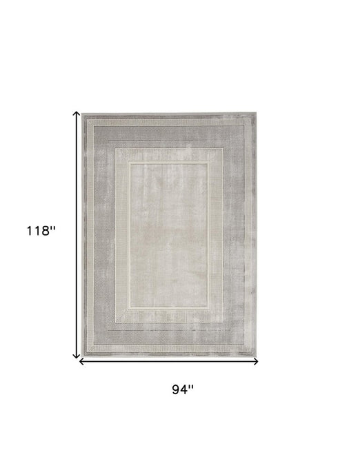8' X 10' Ivory and Gray Geometric Non Skid Area Rug