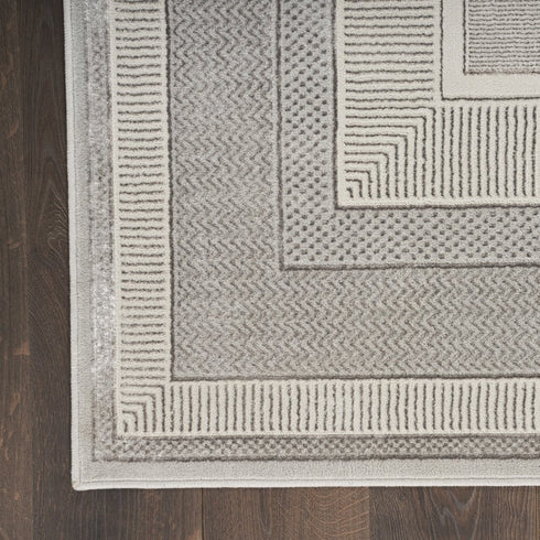 8' X 10' Ivory and Gray Geometric Non Skid Area Rug