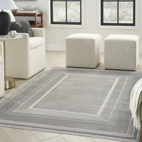8' X 10' Ivory and Gray Geometric Non Skid Area Rug