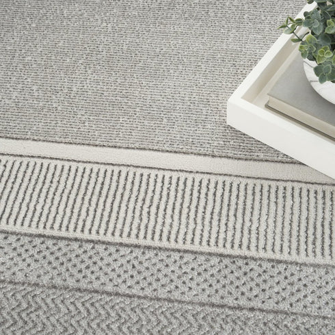 8' X 10' Ivory and Gray Geometric Non Skid Area Rug