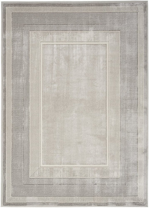 8' X 10' Ivory and Gray Geometric Non Skid Area Rug
