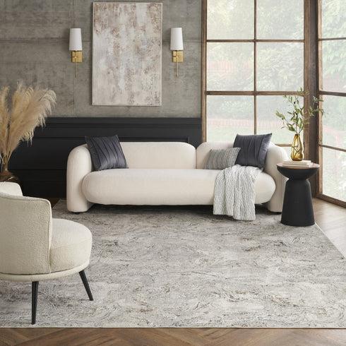 8' X 10' Ivory Gray and Brown Abstract Non Skid Area Rug