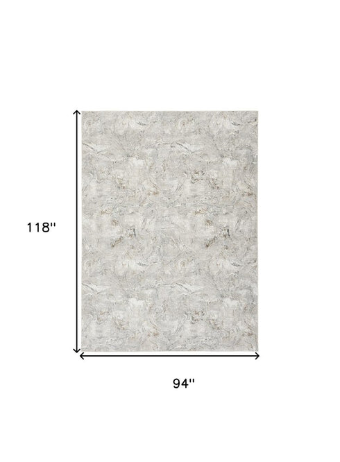 8' X 10' Ivory Gray and Brown Abstract Non Skid Area Rug