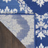 8' X 10' Blue and Ivory Damask Distressed Non Skid Area Rug