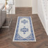 8' Ivory and Blue Floral Round Rug