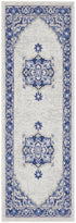 8' Ivory and Blue Floral Round Rug