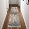 8' Cream Black and Gray Abstract Runner Rug