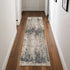 8' Cream Black and Gray Abstract Runner Rug