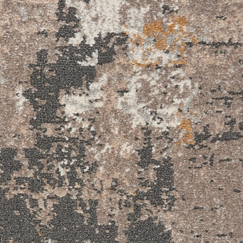 8' Cream Black and Gray Abstract Runner Rug
