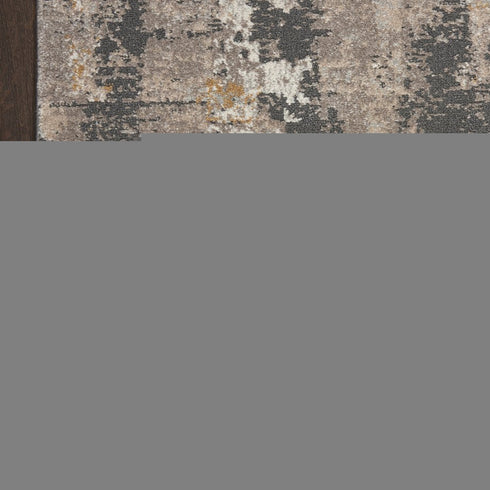 8' Cream Black and Gray Abstract Runner Rug