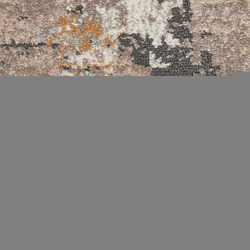 8' Cream Black and Gray Abstract Runner Rug
