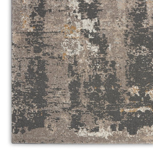 8' Cream Black and Gray Abstract Runner Rug