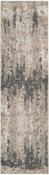 8' Cream Black and Gray Abstract Runner Rug