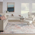 8' X 10' Ivory Blue And Gray Tropical Floral Area Rug