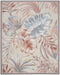 8' X 10' Ivory Blue And Gray Tropical Floral Area Rug