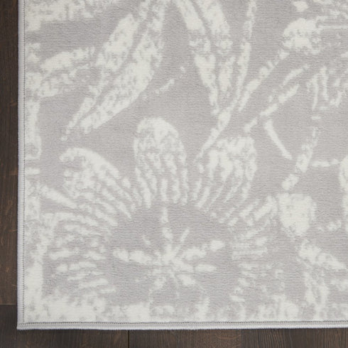 6' X 9' Gray Floral Distressed Area Rug