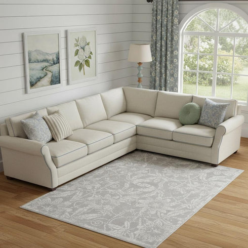 6' X 9' Gray Floral Distressed Area Rug