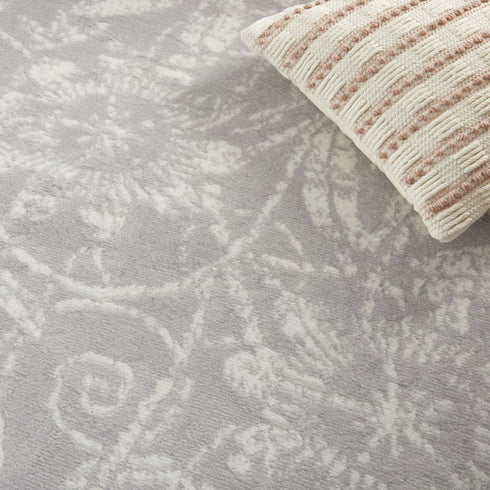 6' X 9' Gray Floral Distressed Area Rug
