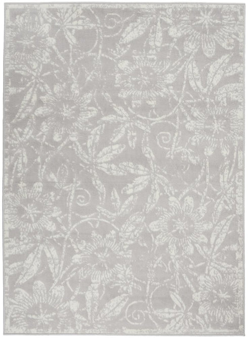 6' X 9' Gray Floral Distressed Area Rug