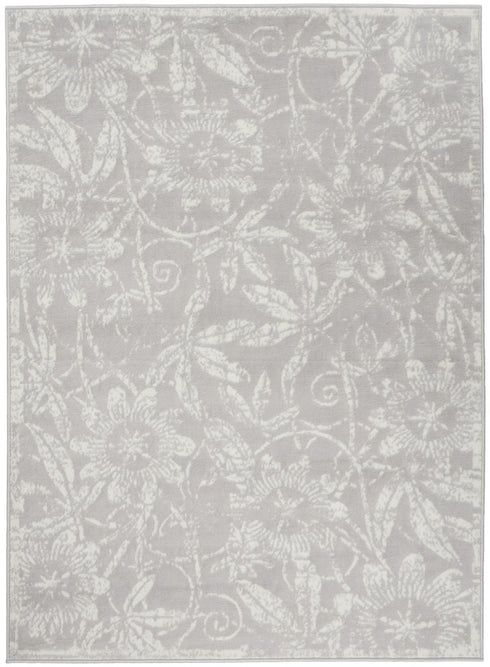 6' X 9' Gray Floral Distressed Area Rug