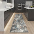 8' Ivory Blue And Gray Abstract Runner Rug