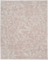 7' X 10' Pink And Ivory Tropical Floral Distressed Area Rug