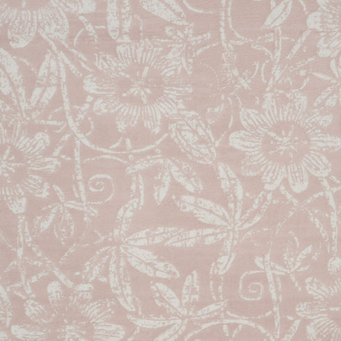 7' X 10' Pink And Ivory Tropical Floral Distressed Area Rug