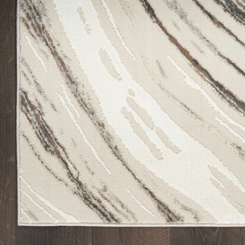 9' X 12' Beige Black and Gray Abstract Non Skid Area Rug
