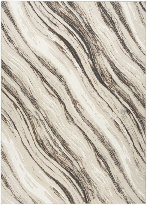 9' X 12' Beige Black and Gray Abstract Non Skid Area Rug