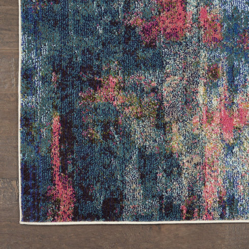9' X 12' Blue and Yellow Abstract Power Loom Area Rug