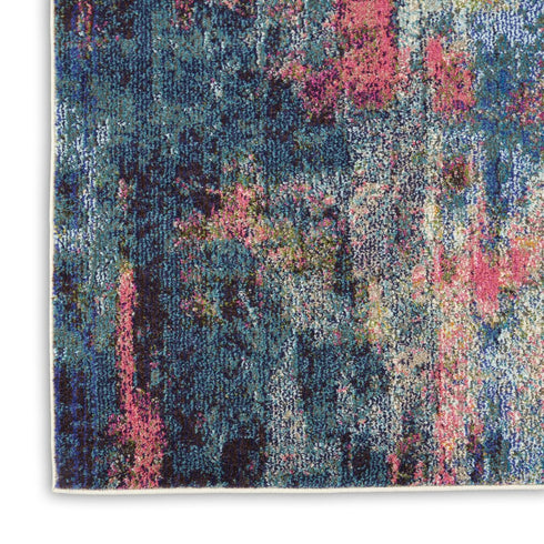 9' X 12' Blue and Yellow Abstract Power Loom Area Rug