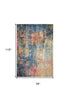 9' X 12' Blue and Yellow Abstract Power Loom Area Rug