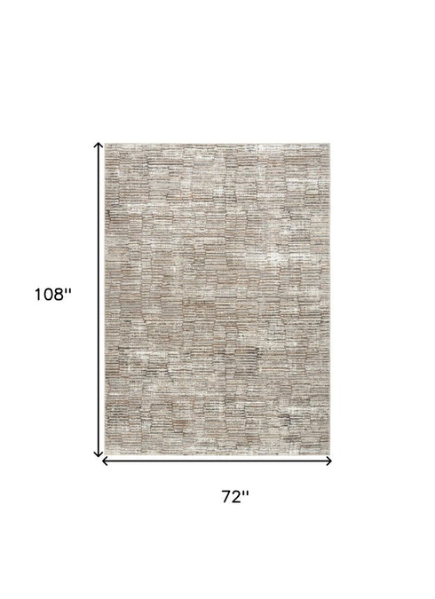 8' X 10' Brown and Ivory Abstract Non Skid Area Rug