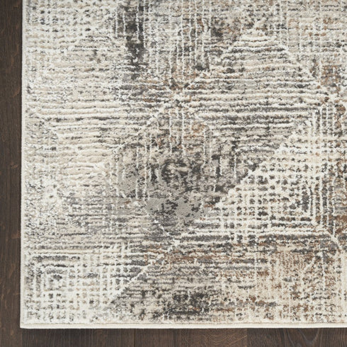 8' X 10' Ivory and Black Geometric Non Skid Area Rug