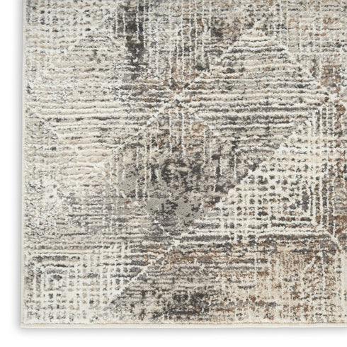 8' X 10' Ivory and Black Geometric Non Skid Area Rug