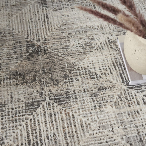 8' X 10' Ivory and Black Geometric Non Skid Area Rug