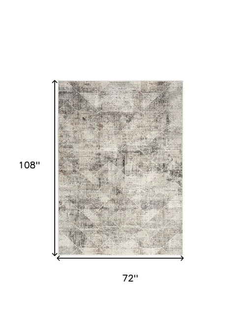 8' X 10' Ivory and Black Geometric Non Skid Area Rug