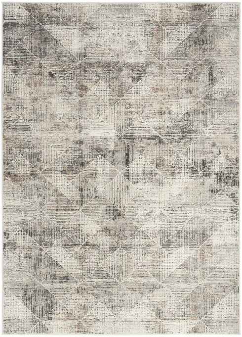 8' X 10' Ivory and Black Geometric Non Skid Area Rug