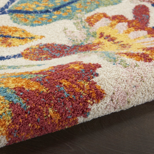 9' X 12' Cream Floral Power Loom Area Rug
