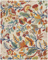 9' X 12' Cream Floral Power Loom Area Rug